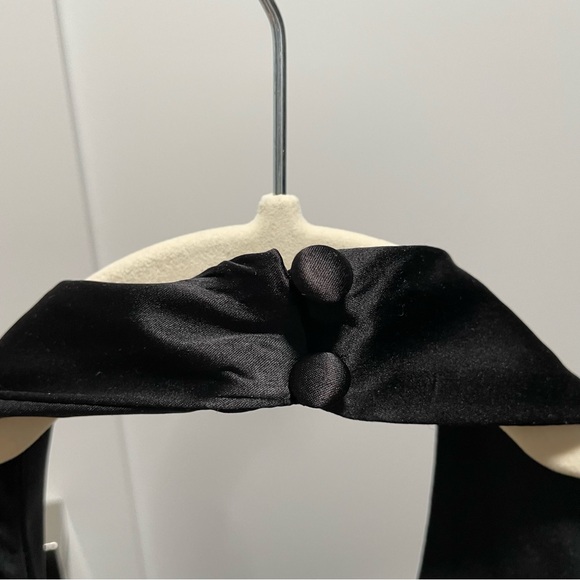 12th Tribe Pia Satin Rosette Full Length Halter Dress Black White Cream - Picture 9 of 15